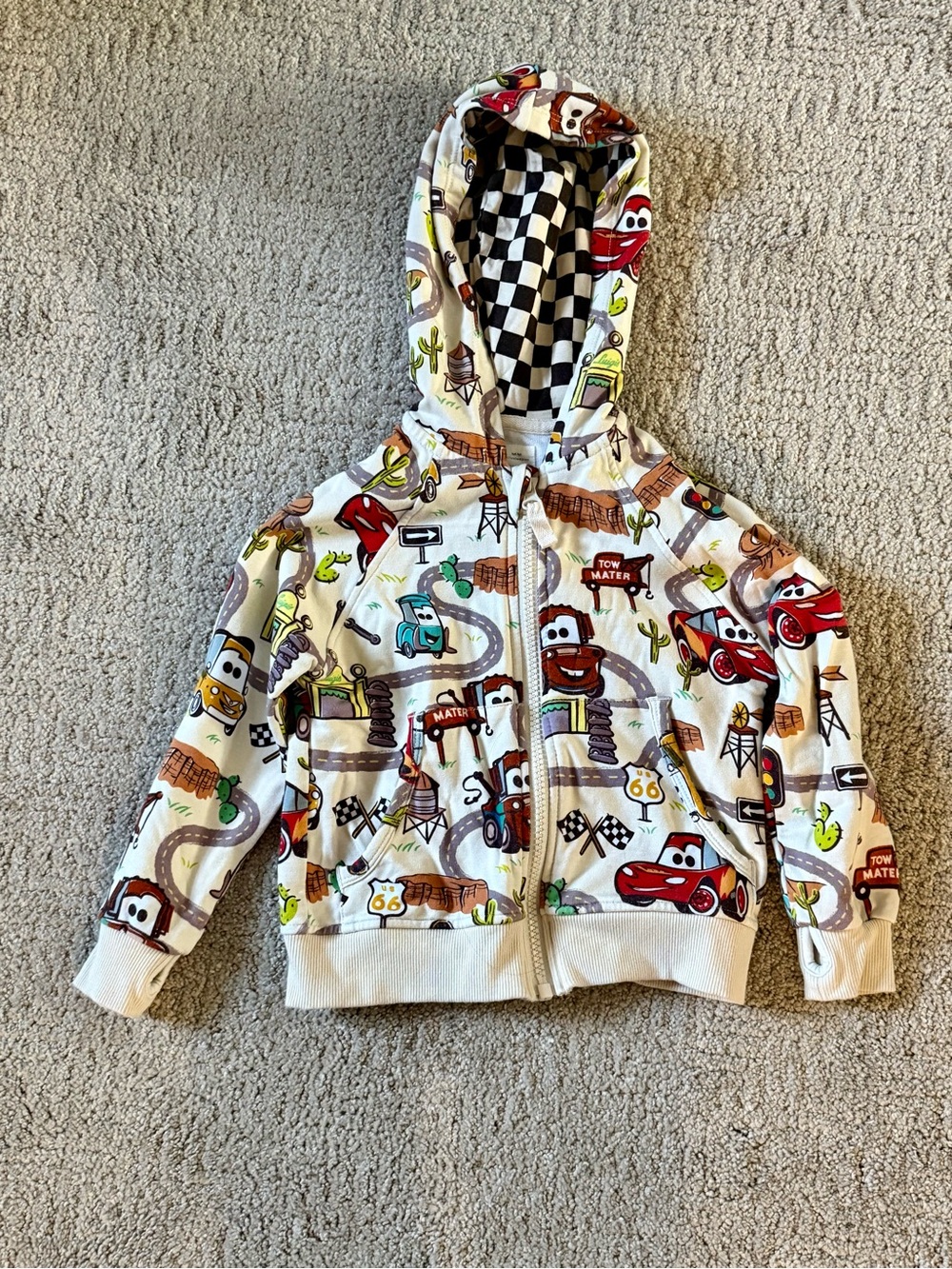 Little Sleepies Disney Pixar Cars Zip Hoodie 2T Lightning McQueen Mater